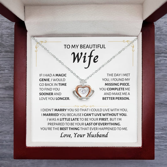 Meaningful Wife Jewelry from Husband - Romantic Gift for Birthday, Christmas, Anniversary & Valentine’s Day - Crown Pendant Necklace