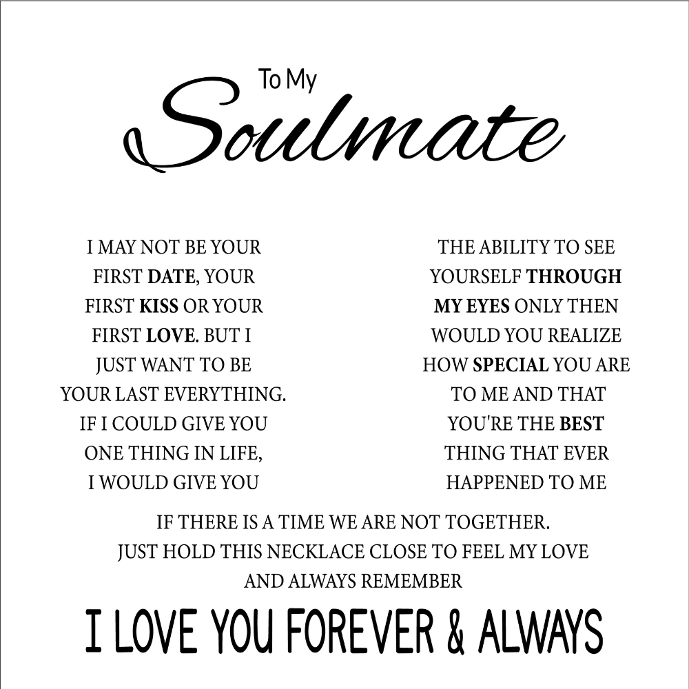 To My Soulmate Necklace - Heartfelt Gift for Her for Birthday & Romantic Days - Crown Pendant Necklace