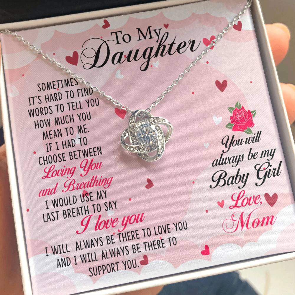 To My Daughter Necklace – Mom’s Choice for Daughter Birthday Graduation – Love Knot Necklace