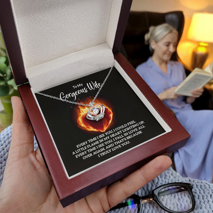 To My Gorgeous Wife Gift from Husband - Every time I see you - Crown Pendant Necklace