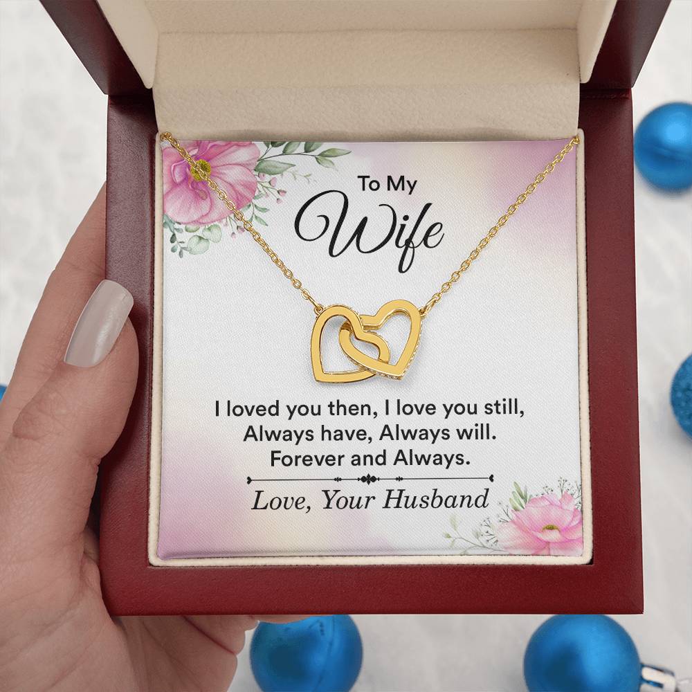 To My Wife Necklace - Emotional Jewelry for Wife from Husband to Celebrate Love on Valentine’s Day & Beyond - Interlocking Hearts Necklace