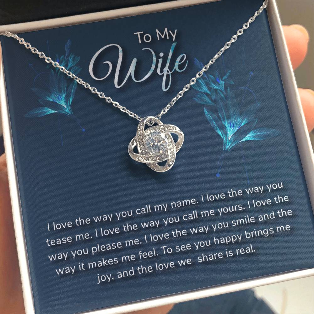 Gift for Wife from Husband - Sentimental Jewelry for Anniversary & Valentine’s Day - Love Knot Necklace