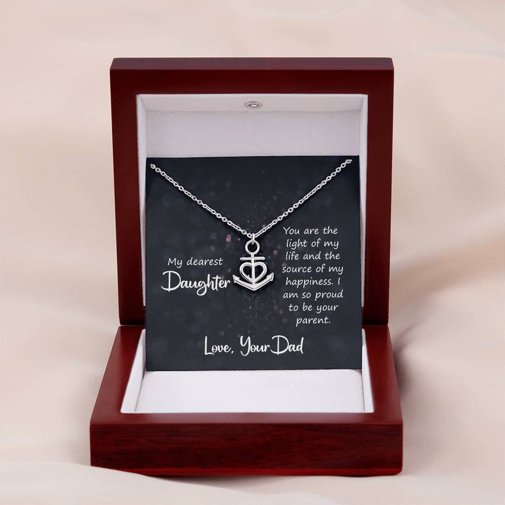 To My Daughter Necklace - Heartfelt Gift from Dad for Birthday, Graduation & Proud Dad Moments - Anchor Pendant Necklace