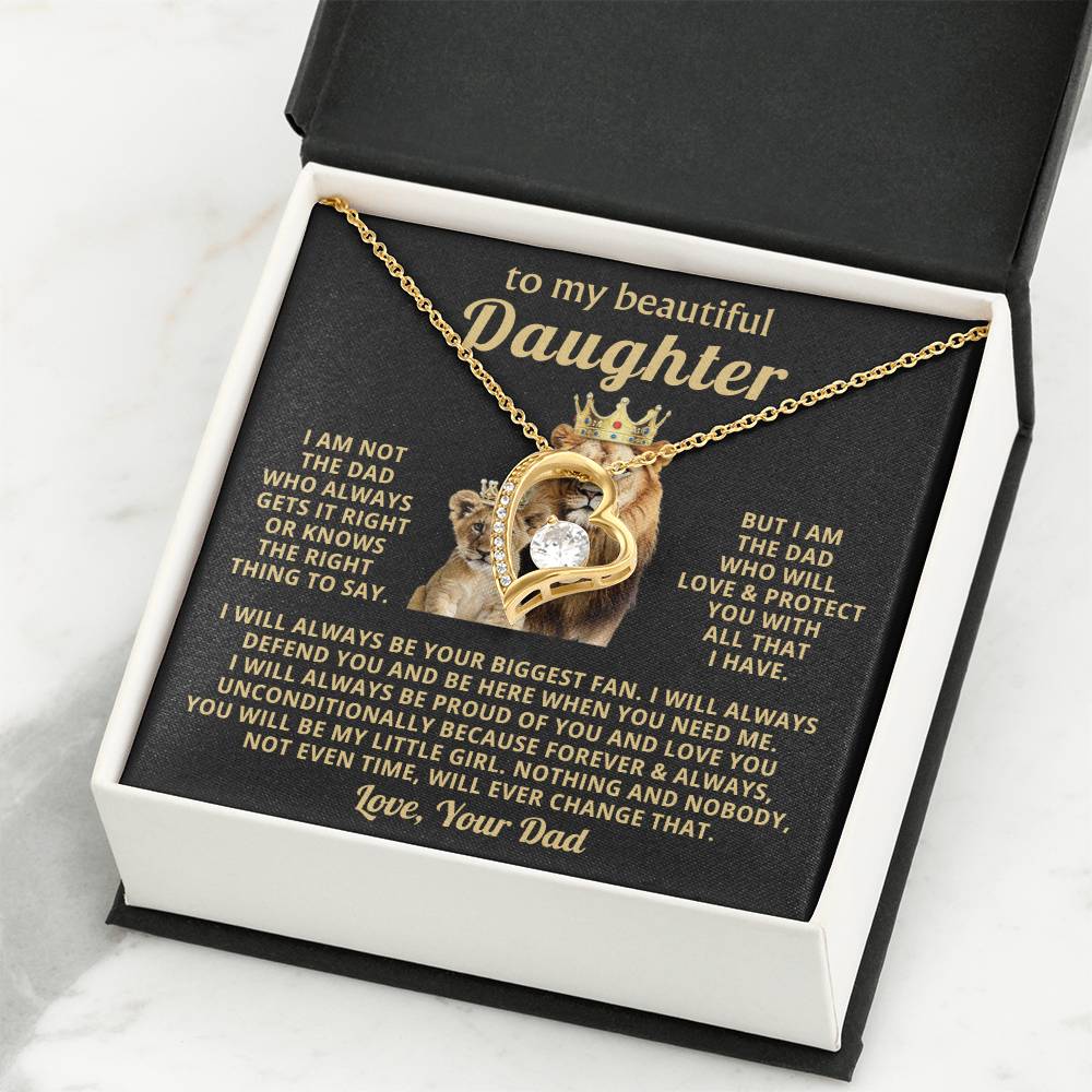 To My Daughter Necklace - Loving Gift for Daughter from Dad for Christmas, Proud Achievements & Special Days - Forever Love Necklace