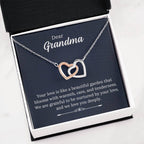 Dear Grandma - Your love is like a beautiful garden - Grandma Gift - Interlocking Hearts Necklace