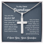 To Dear My Grandson - You are the greatest gift - Gift for Grandson from Grandpa - Artisan Cross Necklace