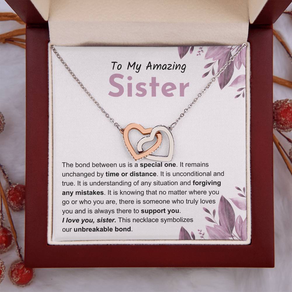 Sentimental Gift for Sister - The bond between us is a special one - Interlocking Hearts Necklace