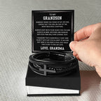 Grandma to Grandson Gift – Graduation, Birthday, Christmas – Men's Cross Bracelet