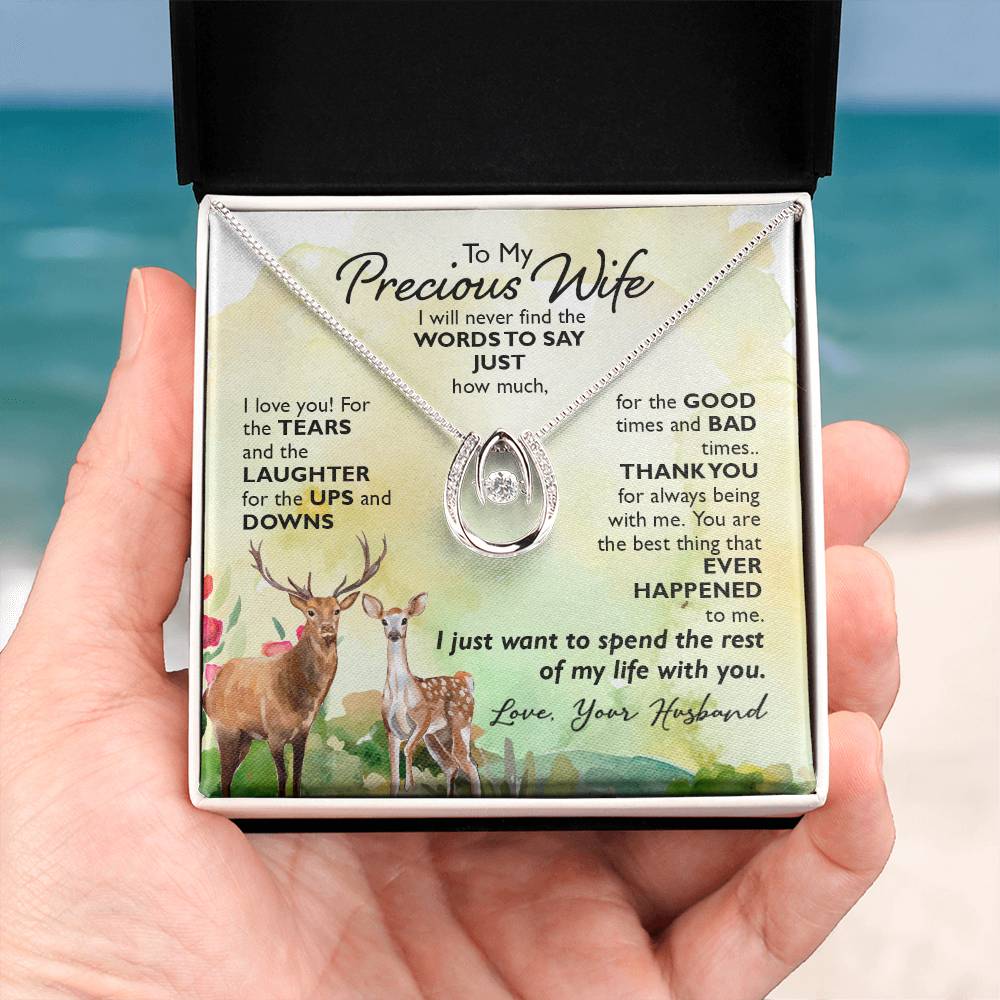 Special Gift for Wife - Romantic Jewelry from Husband for Valentine’s Day or Birthday - Lucky In Love Necklace