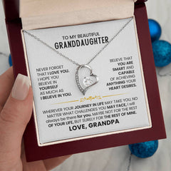 Adorable Necklace Gift for Granddaughter, Jewelry With Heartfelt Meaning, Forever Love Necklace, To My Beautiful Granddaughter
