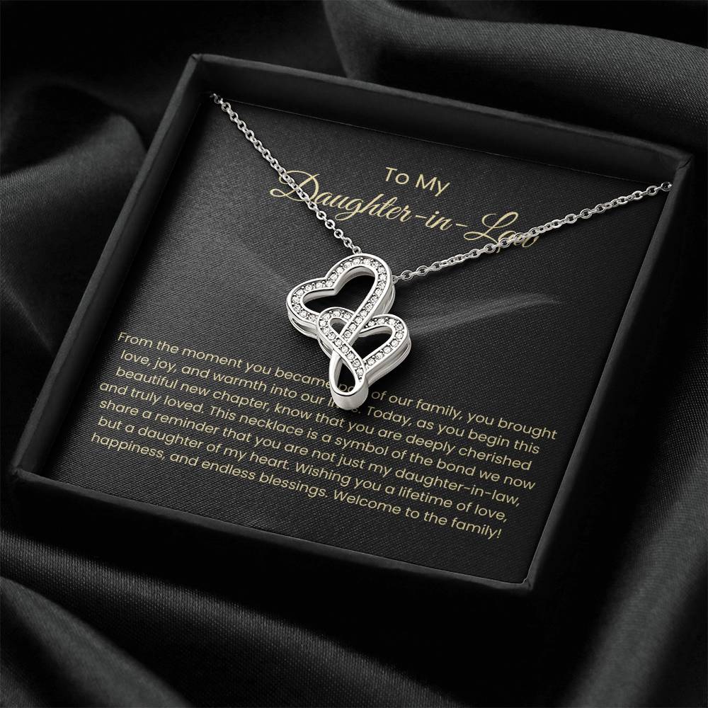To My Beautiful Daughter In Law - Heart-to-heart Pendant Necklace - Gift for Bonus Daughter
