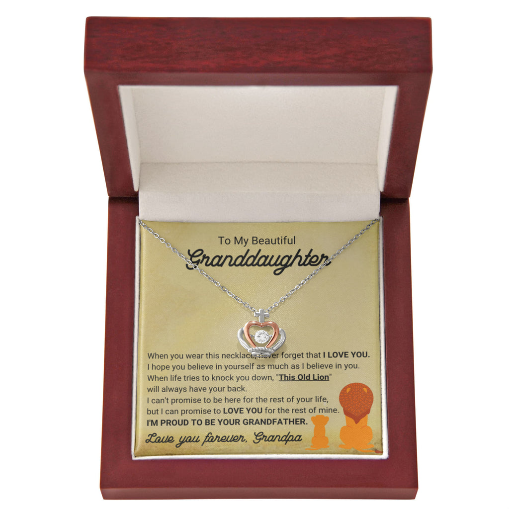 To My Granddaughter Necklace – Gift for Granddaughter’s Birthday and Graduation from Grandpa – Crown Pendant Necklace