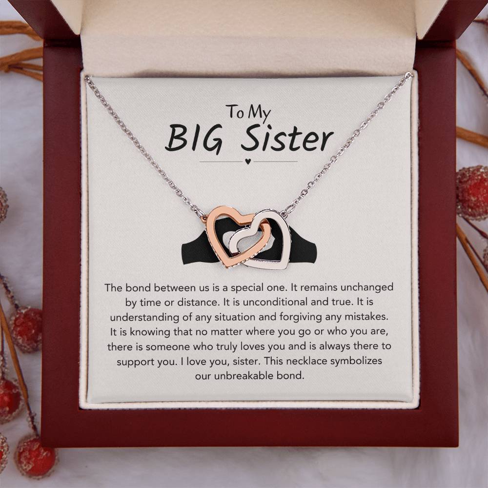 To My Big Sister Necklace - The bond between us is a special one - Gift for Big Sister - Interlocking Hearts Necklace