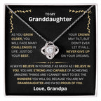 To My Granddaughter Necklace – Graduation & Birthday Gift from Grandpa – Love Knot Necklace