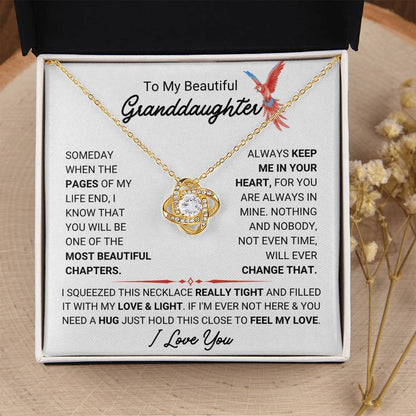 To My Granddaughter Necklace – Birthday Graduation Keepsake for Granddaughter – Love Knot Necklace