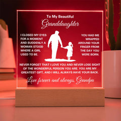 Meaningful Granddaughter Gift, Square Acrylic Plaque Keepsake, Square Acrylic Plaque for Granddaughter, To My Granddaughter