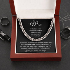 Custom Cuban Link Necklace, Modern Jewelry Gift For Boyfriend, Love Chain, Unique Couple Accessory, To My Man