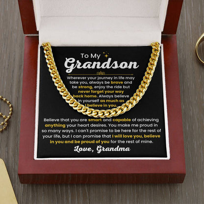 Cuban Link Chain Necklace, Gift for Grandson from Grandma, Stylish Jewelry for Birthday, Graduation & Special Occasions