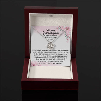 To My Granddaughter Necklace – Jewelry Gift for Granddaughter on Graduation & Birthday – Love Knot Necklace
