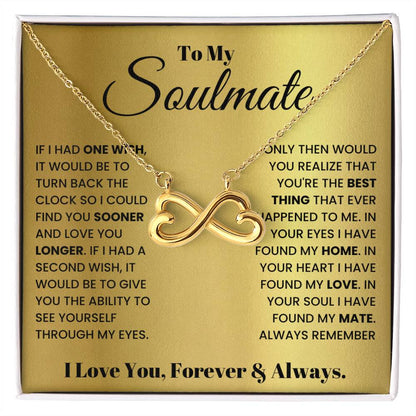To My Soulmate Necklace - Soulmate Jewelry Gift for Valentine’s Day, Birthday & Romantic Celebrations - Endless Love Necklace