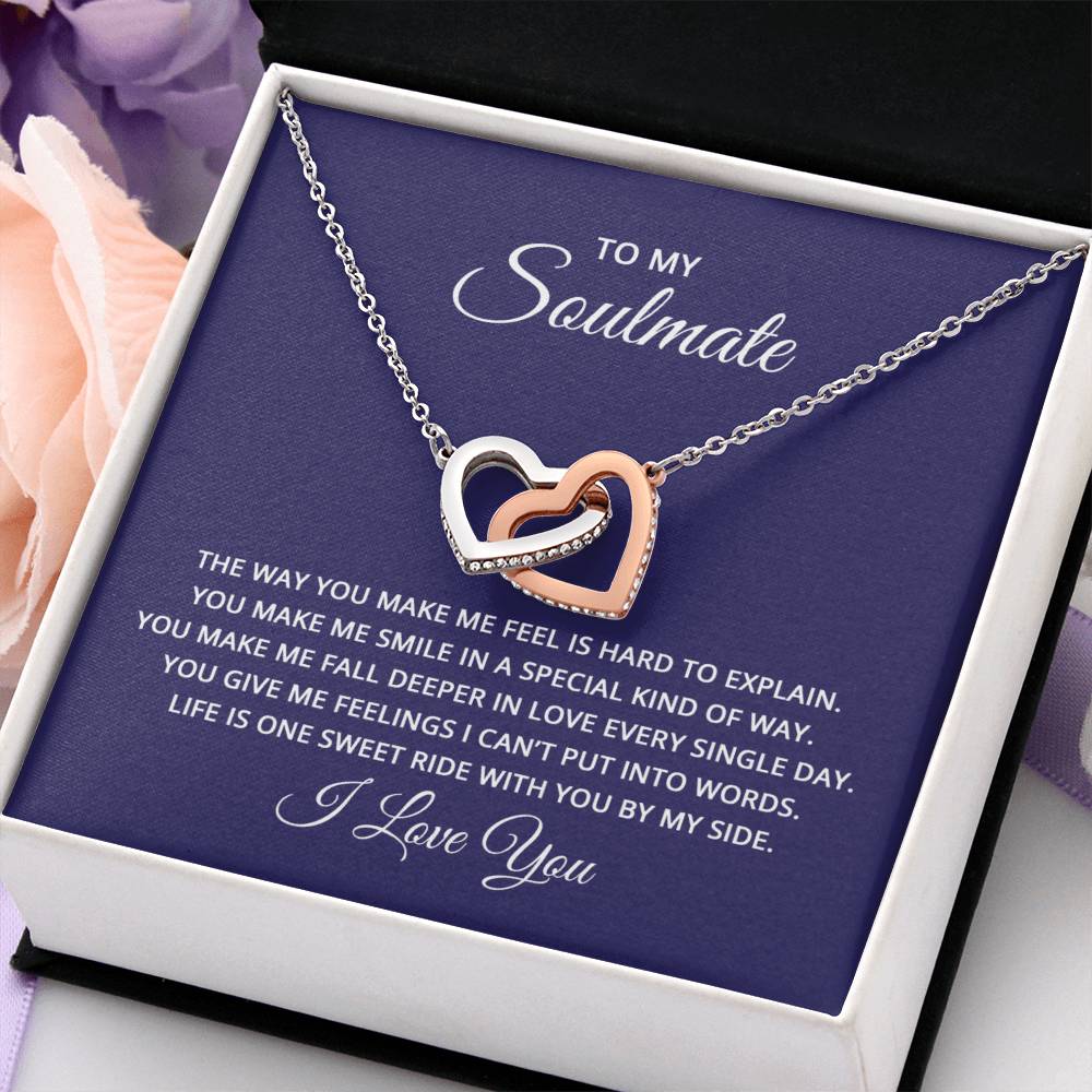 To My Soulmate Necklace - Long Distance Soulmate Gift for Valentine’s Day & Special Days - Interlocking Hearts Necklace