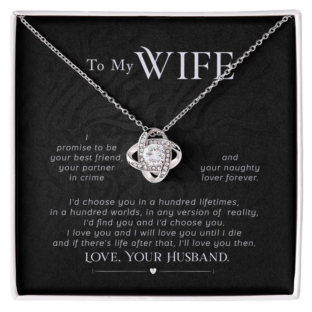 Best Gift for Wife from Husband - Emotional Love Jewelry for Birthday, Valentine’s Day, Anniversary & Christmas - Love Knot Necklace
