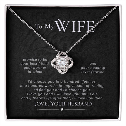 Best Gift for Wife from Husband - Emotional Love Jewelry for Birthday, Valentine’s Day, Anniversary & Christmas - Love Knot Necklace