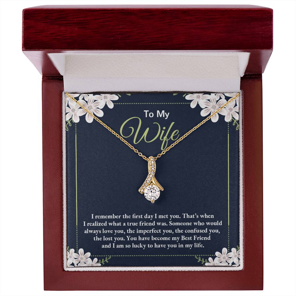 To My Wife Necklace - Special Love Jewelry for Wife from Husband for Birthday, Anniversary & Valentine’s Day - Alluring Beauty Necklace