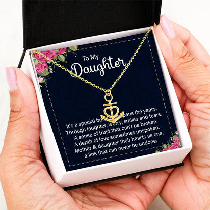 To My Daughter Necklace – Daughter Christmas, Graduation Jewelry Gift – Anchor Pendant Necklace