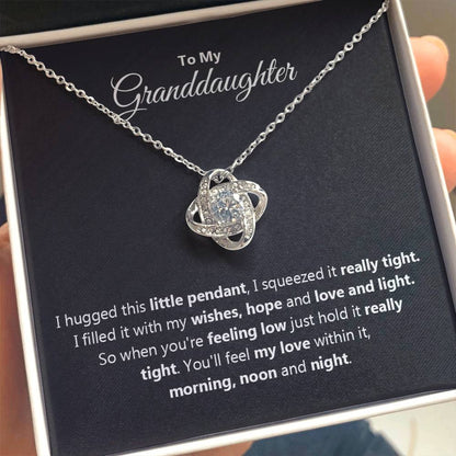 To My Granddaughter Necklace – Granddaughter Jewelry for Birthday & School Achievements – Love Knot Necklace