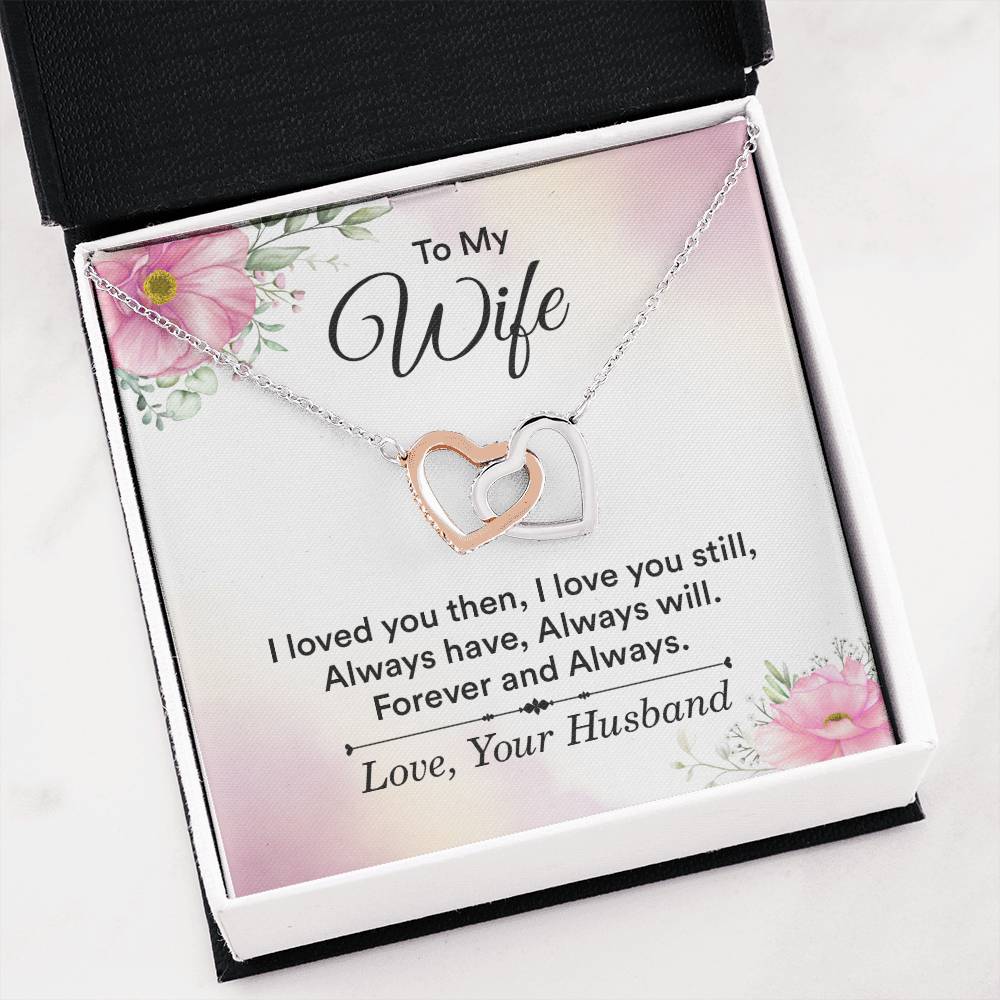 To My Wife Necklace - Emotional Jewelry for Wife from Husband to Celebrate Love on Valentine’s Day & Beyond - Interlocking Hearts Necklace