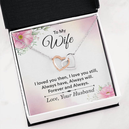 To My Wife Necklace - Emotional Jewelry for Wife from Husband to Celebrate Love on Valentine’s Day & Beyond - Interlocking Hearts Necklace