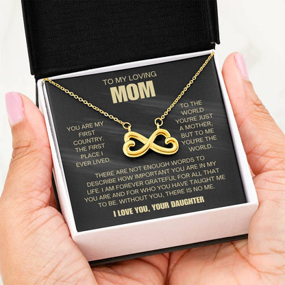 To My Loving Mom - Mom Gift from Daughter - To me you're the world - Endless Love Necklace