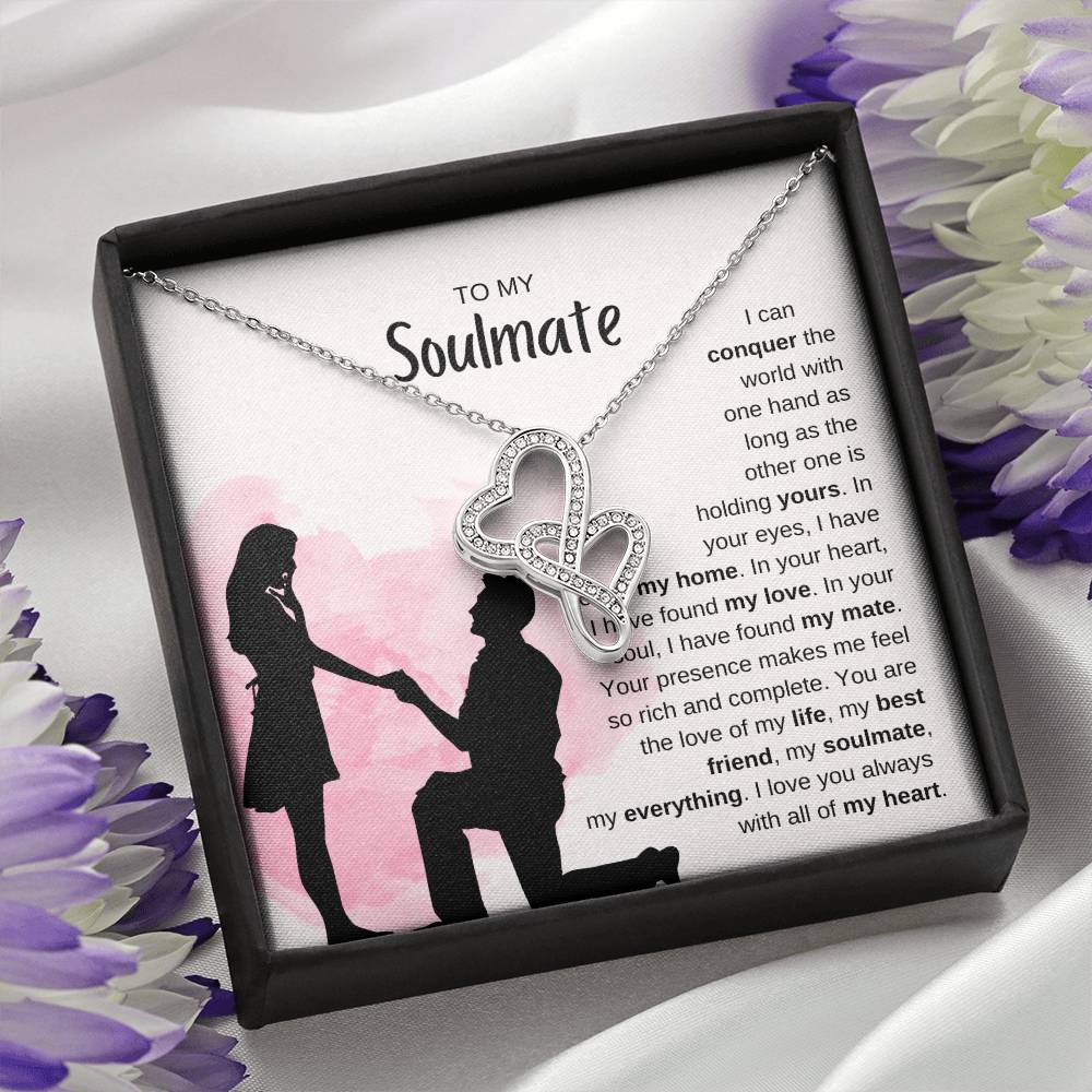 To My Soulmate Necklace - Unique Soulmate Gift for Her for Birthdays & Surprise Moments - Heart-to-heart Pendant Necklace