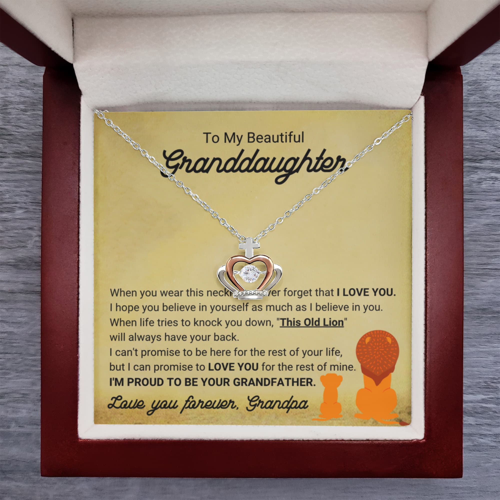 To My Granddaughter Necklace – Gift for Granddaughter’s Birthday and Graduation from Grandpa – Crown Pendant Necklace