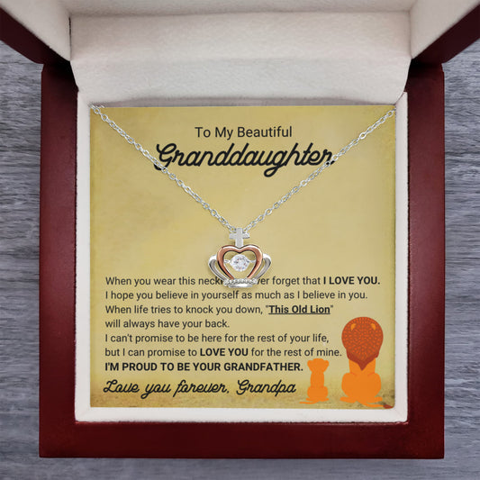To My Granddaughter Necklace – Gift for Granddaughter’s Birthday and Graduation from Grandpa – Crown Pendant Necklace