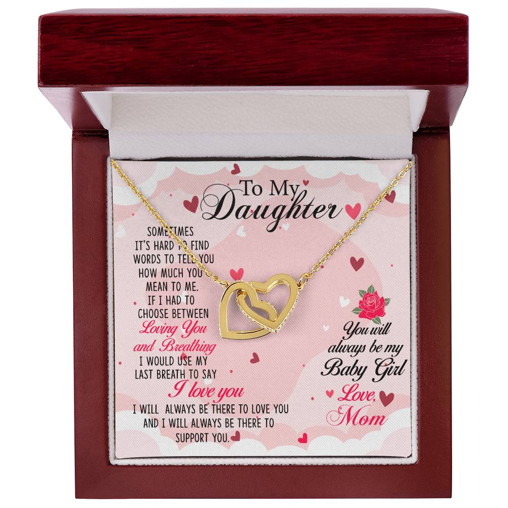 To My Daughter Necklace – Mom Gift for Daughter’s Birthday – Interlocking Hearts Necklace
