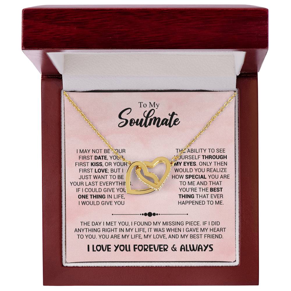 To My Soulmate Necklace - Unique Soulmate Gift for Her for Birthdays & Surprise Moments - Interlocking Hearts Necklace