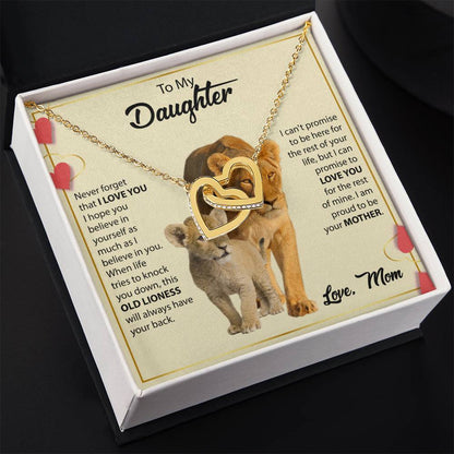 To My Daughter Necklace – Mother Daughter Jewelry Gift – Interlocking Hearts Necklace