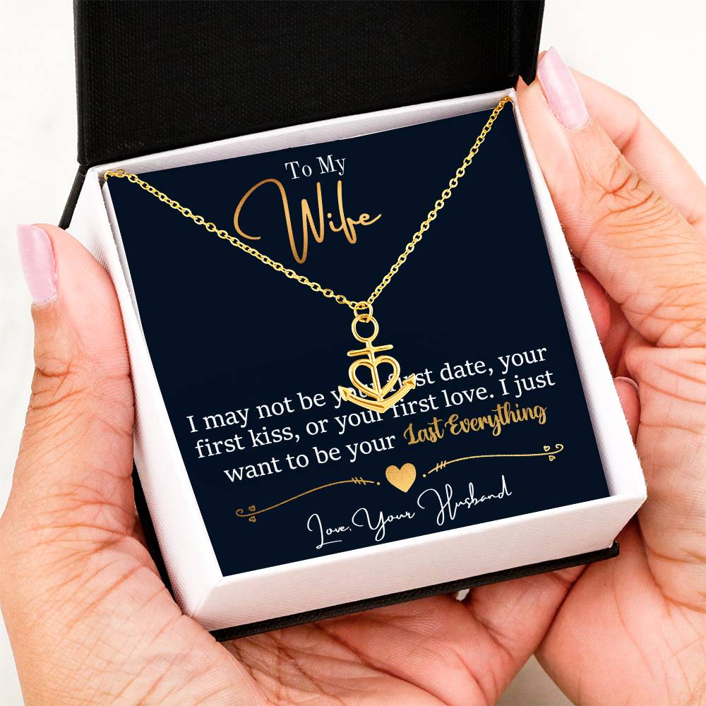 Romantic Gift for Wife from Husband - Meaningful Jewelry for Birthday, Anniversary, Christmas & Valentine’s Day - Anchor Pendant Necklace