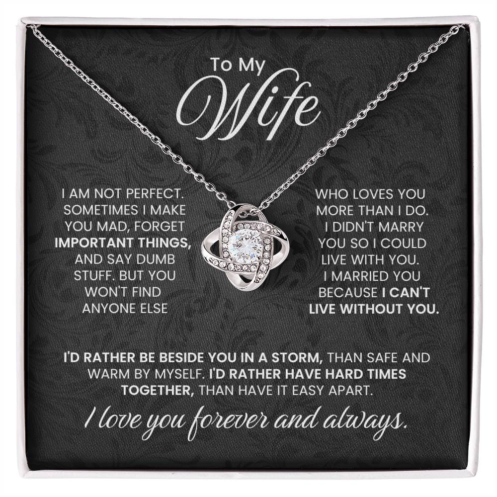 To My Wife Necklace - Romantic Husband to Wife Jewelry for Birthday, Valentine’s Day & Special Celebrations - Love Knot Necklace