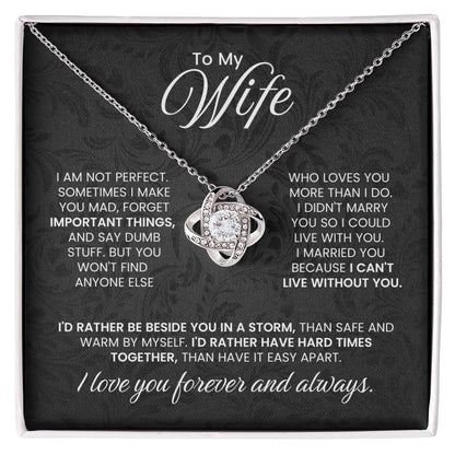 To My Wife Necklace - Romantic Husband to Wife Jewelry for Birthday, Valentine’s Day & Special Celebrations - Love Knot Necklace