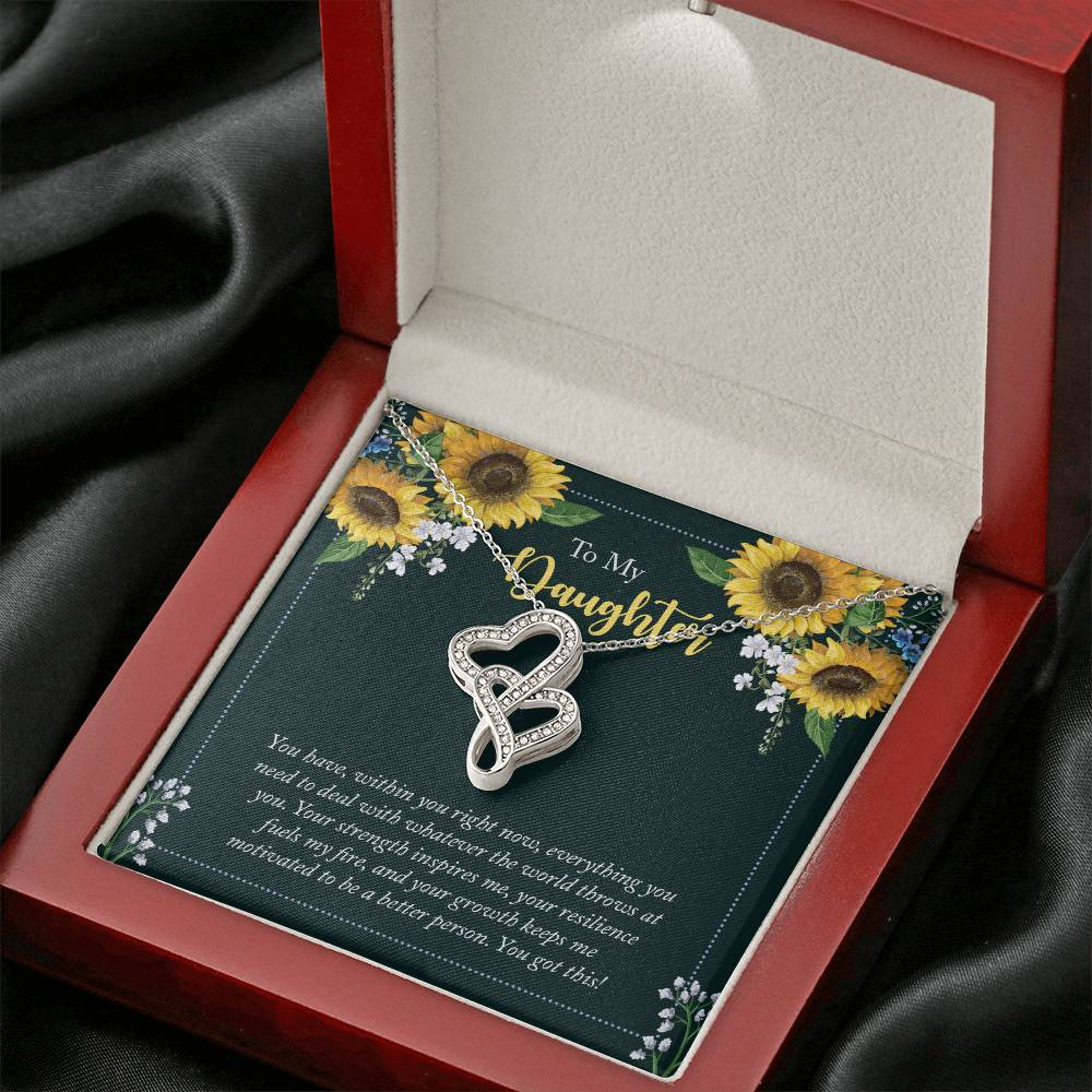 To My Daughter Necklace – Holiday Gift for Daughter Graduation – Heart-to-heart Pendant Necklace