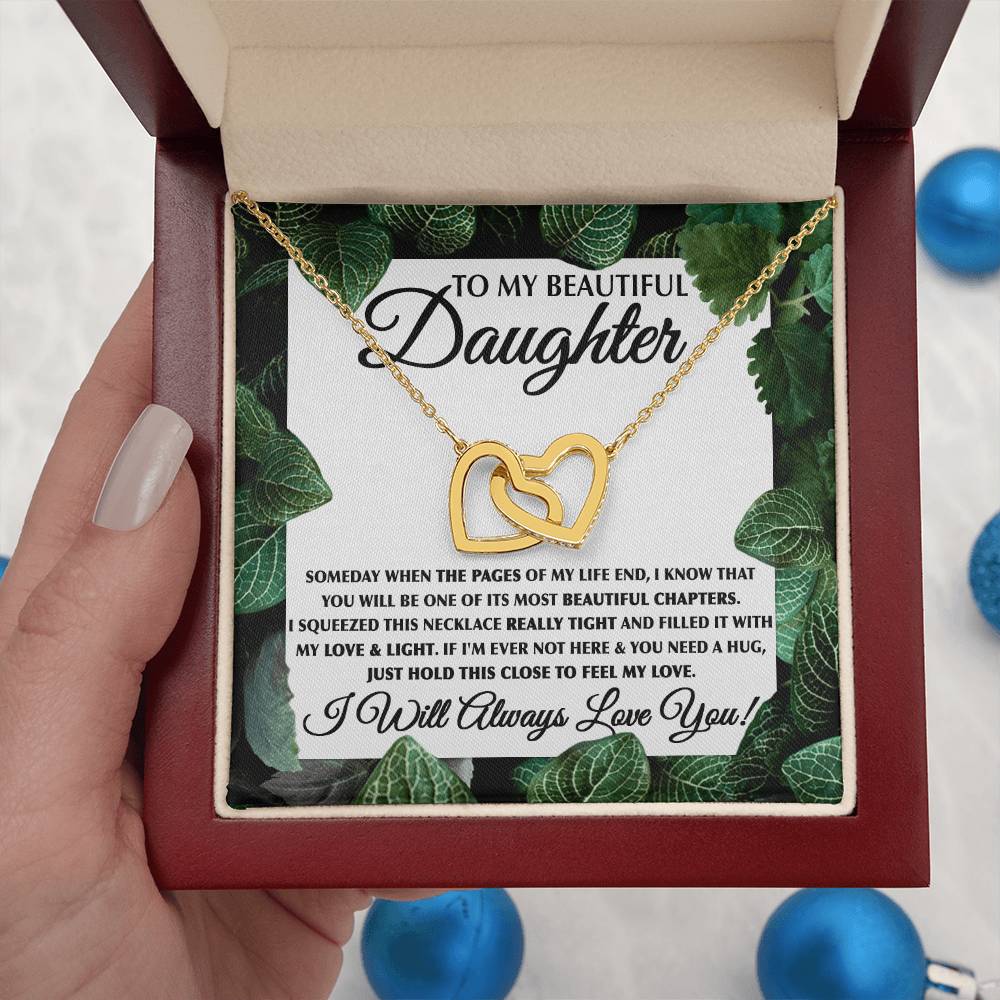 To My Daughter Necklace – Birthday & Graduation Jewelry for Her – Interlocking Hearts Necklace