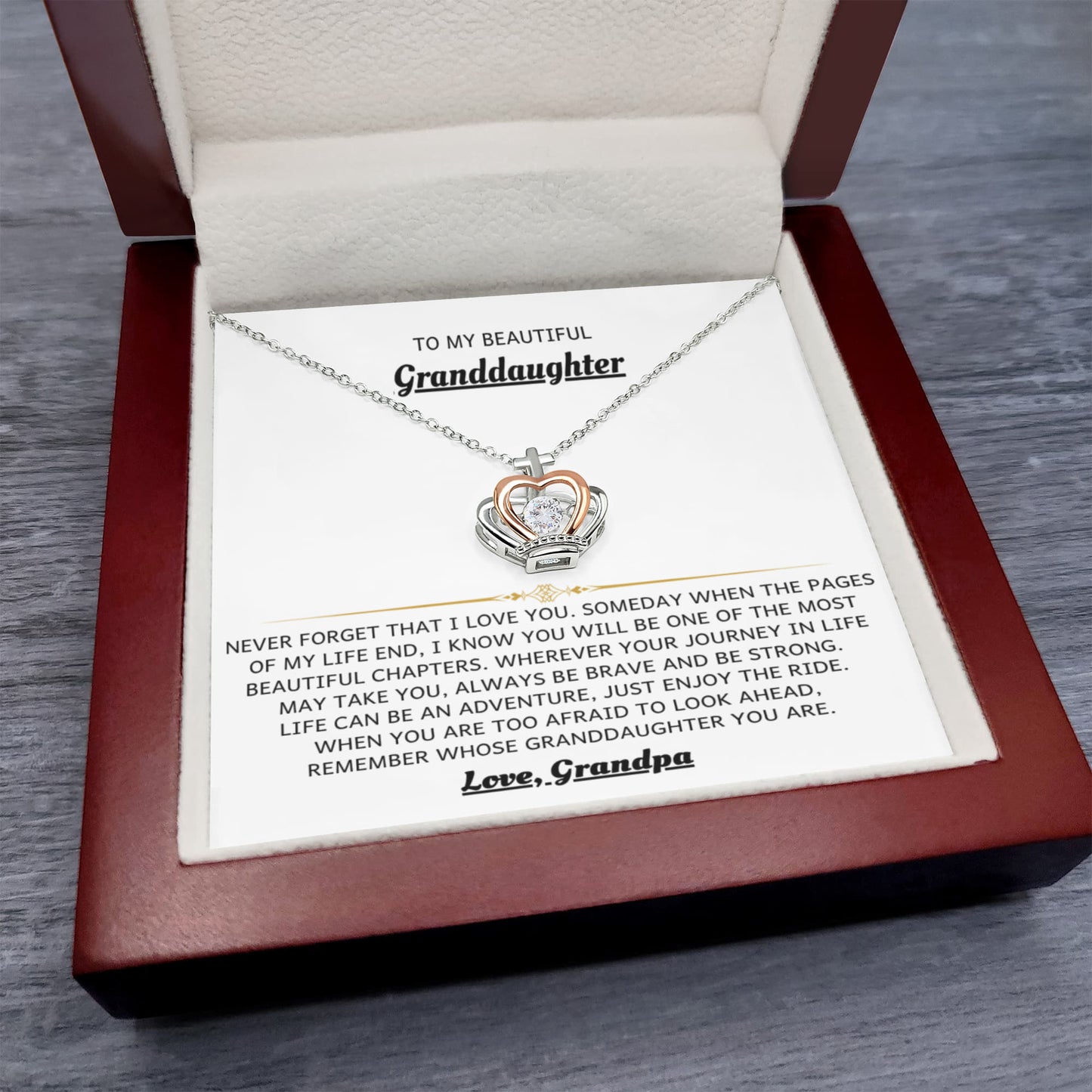 To My Granddaughter Necklace – Granddaughter Christmas Graduation Jewelry Gift – Crown Pendant Necklace