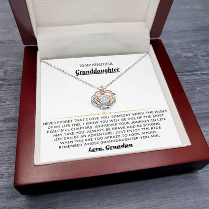 To My Granddaughter Necklace – Granddaughter Christmas Graduation Jewelry Gift – Crown Pendant Necklace