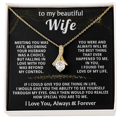 To My Beautiful Wife Necklace - Romantic Husband Gift for Christmas, Valentine’s Day & Anniversary Love Surprises - Alluring Beauty Necklace