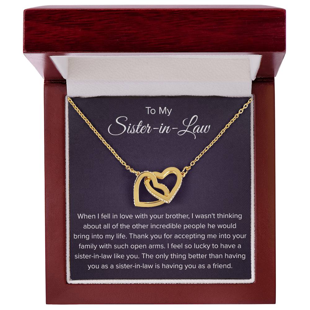 To My Sister In Law - Thank You for Accepting Me - Interlocking Hearts Necklace