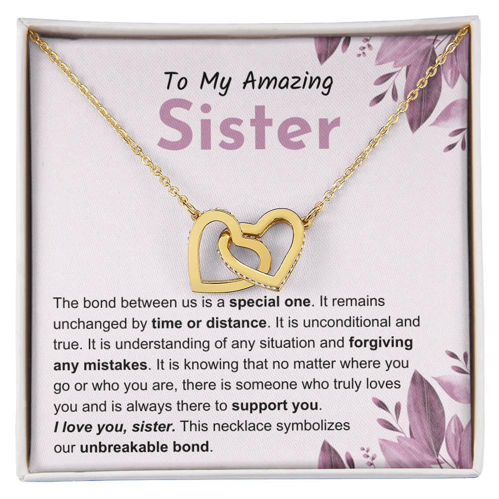 Sentimental Gift for Sister - The bond between us is a special one - Interlocking Hearts Necklace