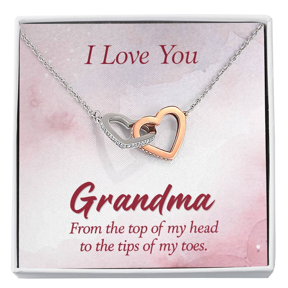I Love You Grandma Gift from Grandkids - Interlocking Hearts Necklace